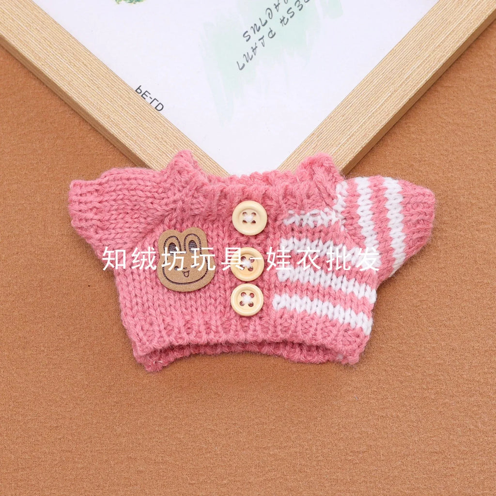 15Cm 17Cm Labubu 1st To 3rd Generation Costume Change Clothes Knitted Rabbit Sweater With Hat And Small Bag Collection