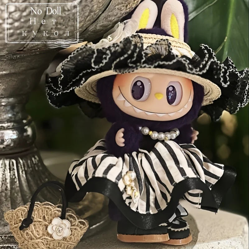 New For Labubu Doll Clothes Princess Hepburn Style 15/17cm Labubu Suit Clothes Diy Labubu Accessories Gifts No Doll