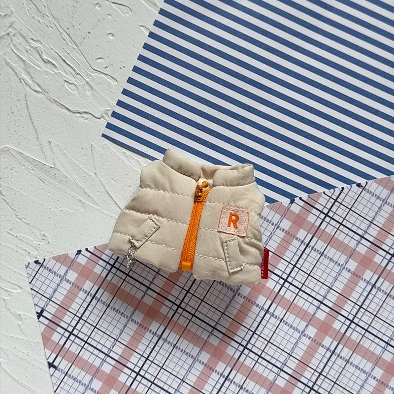 For 15 17cm Labubu Doll Winter Down Vest With Jeans Shoes Complete Outfit Clothes Down Jackets Laser Skiwear Fashion Clothing