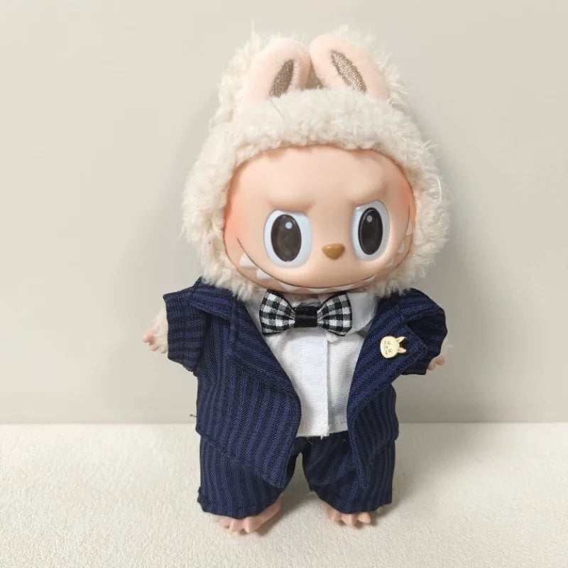 15 17cm For Labubu Doll Wedding Lovers Dress Outfit Clothes Chiffon Skirt Suit Clothing Leather Shoes Set Dollhouse Accessories