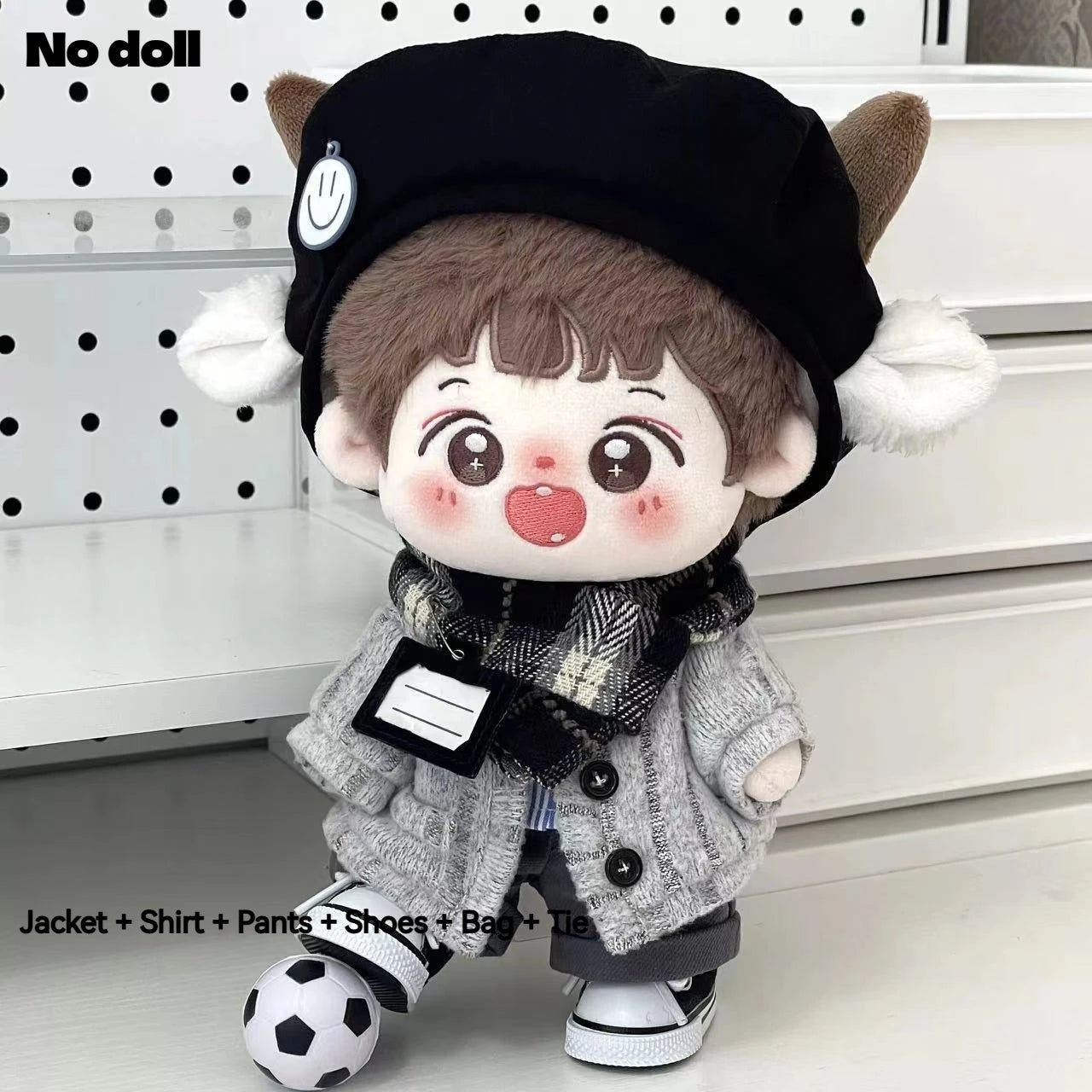 For 20cm Cotton Doll Outfit Set  Viral Handsome Leather Jacket Biker Style For Labubu Super Cool Doll Outfit Set