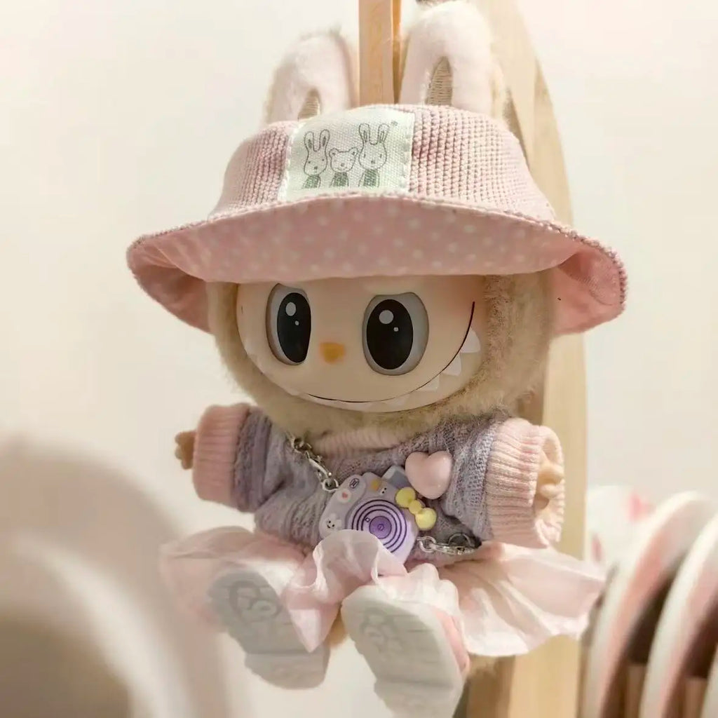 for 15-17cm Ropa Labubu & 10cm Cotton Doll Love Hoodie Pink Yarn Skirt Clothing no doll Mini Doll'S Clothes Outfit Accessories