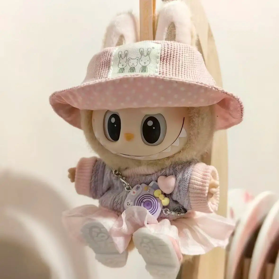 for 15-17cm Ropa Labubu & 10cm Cotton Doll Love Hoodie Pink Yarn Skirt Clothing no doll Mini Doll'S Clothes Outfit Accessories