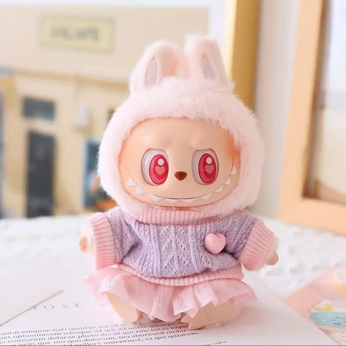 for 15-17cm Ropa Labubu & 10cm Cotton Doll Love Hoodie Pink Yarn Skirt Clothing no doll Mini Doll'S Clothes Outfit Accessories