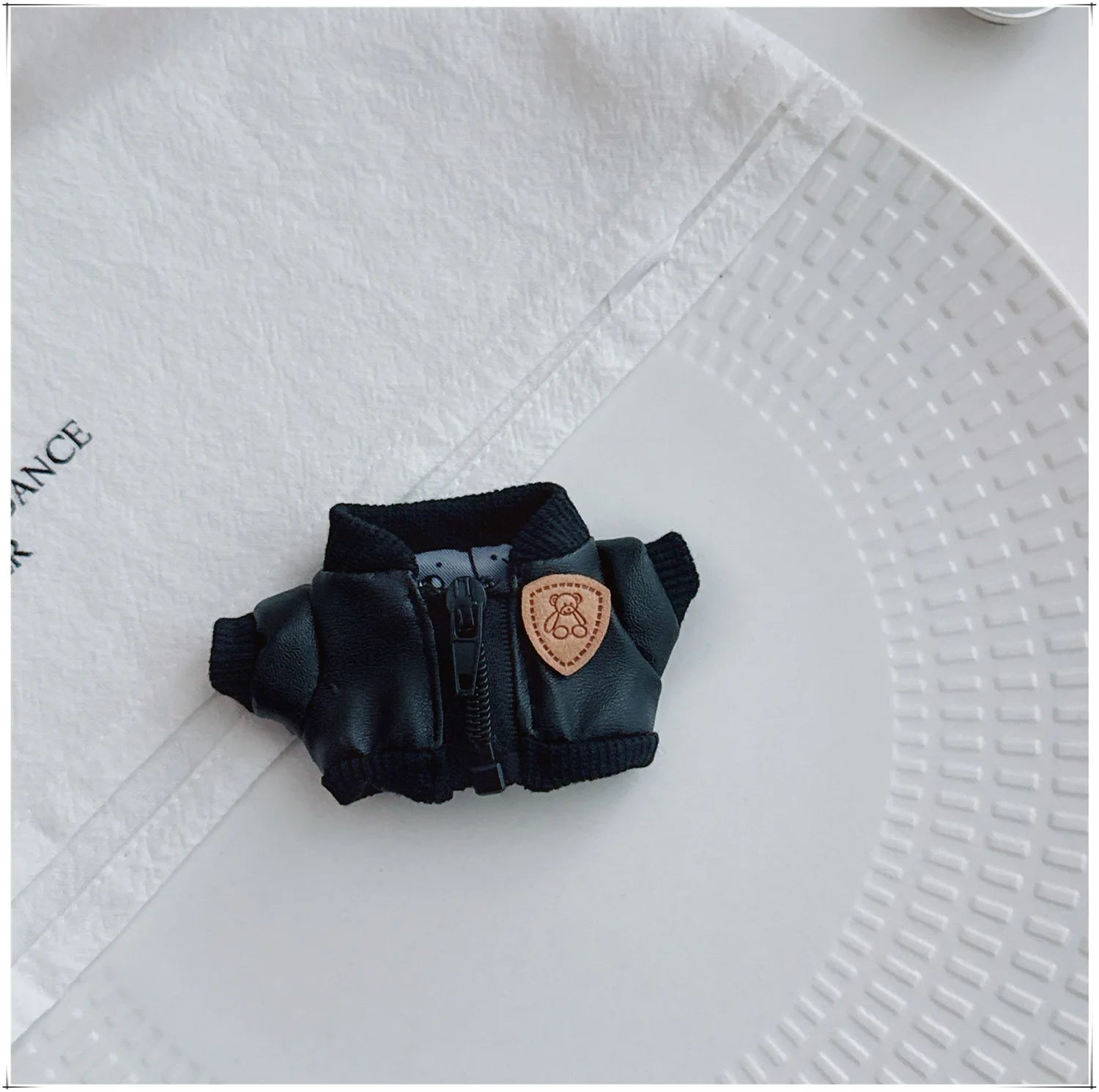 Doll Outfit For 4th Gen 4.0 LABUBU 10cm Mini-Size From Pin For Love Series Leather Jacket – Replacement Outfit