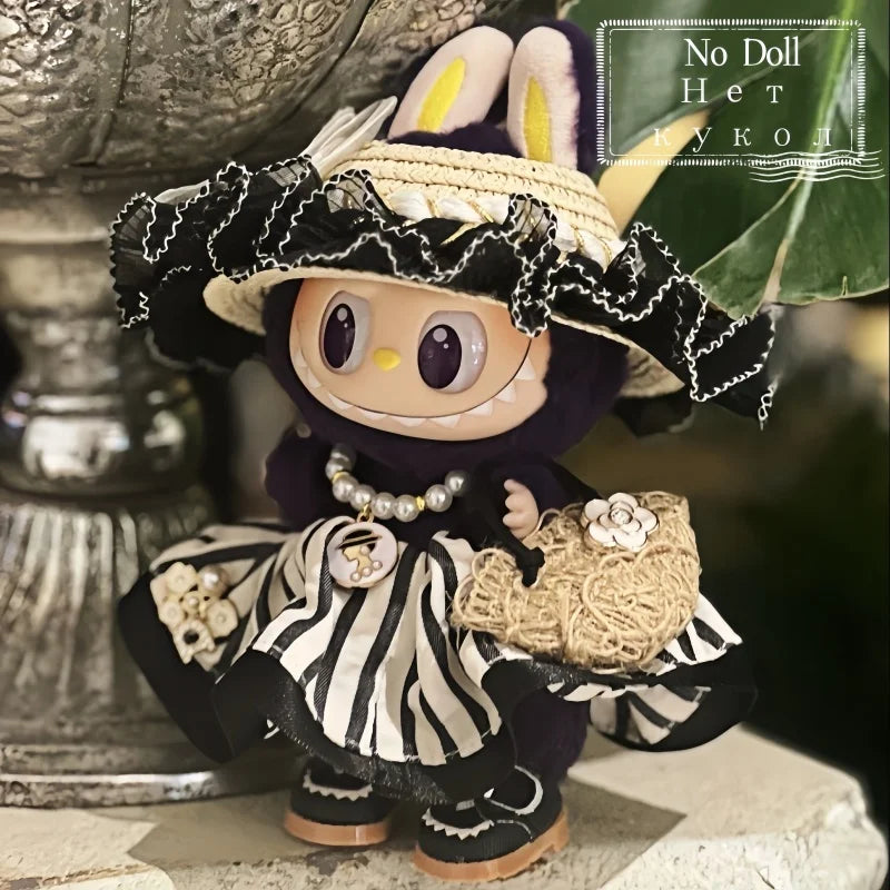 New For Labubu Doll Clothes Princess Hepburn Style 15/17cm Labubu Suit Clothes Diy Labubu Accessories Gifts No Doll