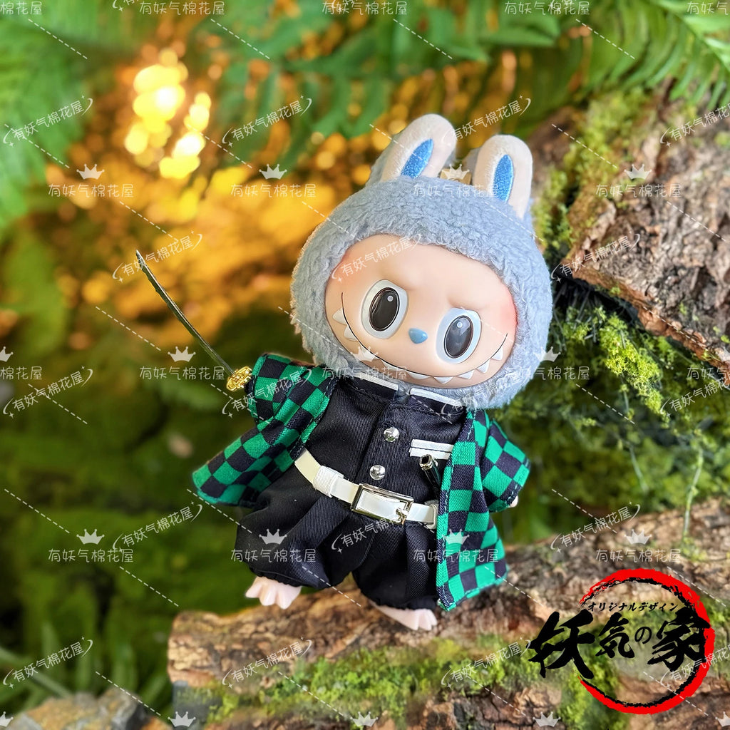 Only Clothes For 17cm V1 V2 V3 Labubu Clothes Outfit Accessories Anime Tanjiro Cute Clothes Set Replaceable Wear Clothes Outfit