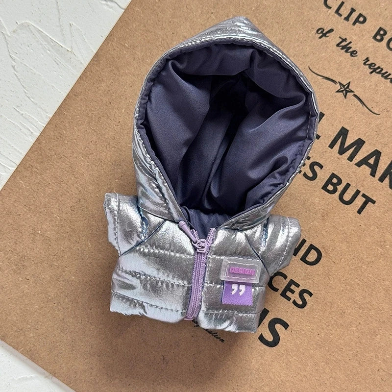 For 15 17cm Labubu Doll Winter Down Vest With Jeans Shoes Complete Outfit Clothes Down Jackets Laser Skiwear Fashion Clothing