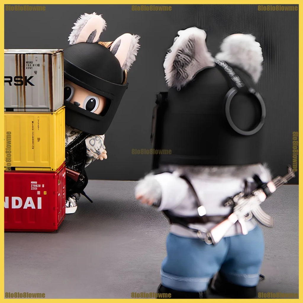 Handsome Labubu Clothes PUBG Shooting Game Helmet Tactical Equipment Set Mini Plush Doll Clothing Fashion Doll Accessories Gift