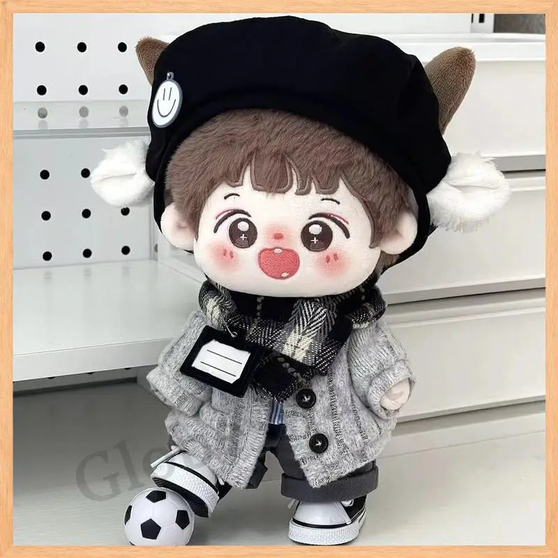 For 20cm Cotton Doll Outfit Set  Viral Handsome Leather Jacket Biker Style For Labubu Super Cool Doll Outfit Set