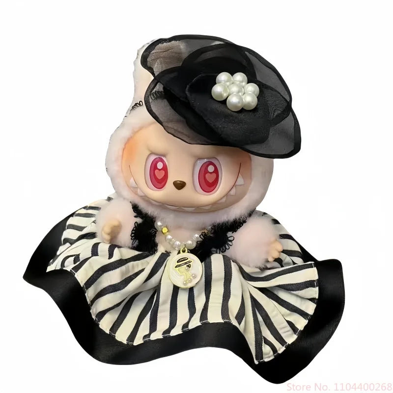 New For Labubu Doll Clothes Princess Hepburn Style 15/17cm Labubu Suit Clothes Diy Labubu Accessories Gifts No Doll