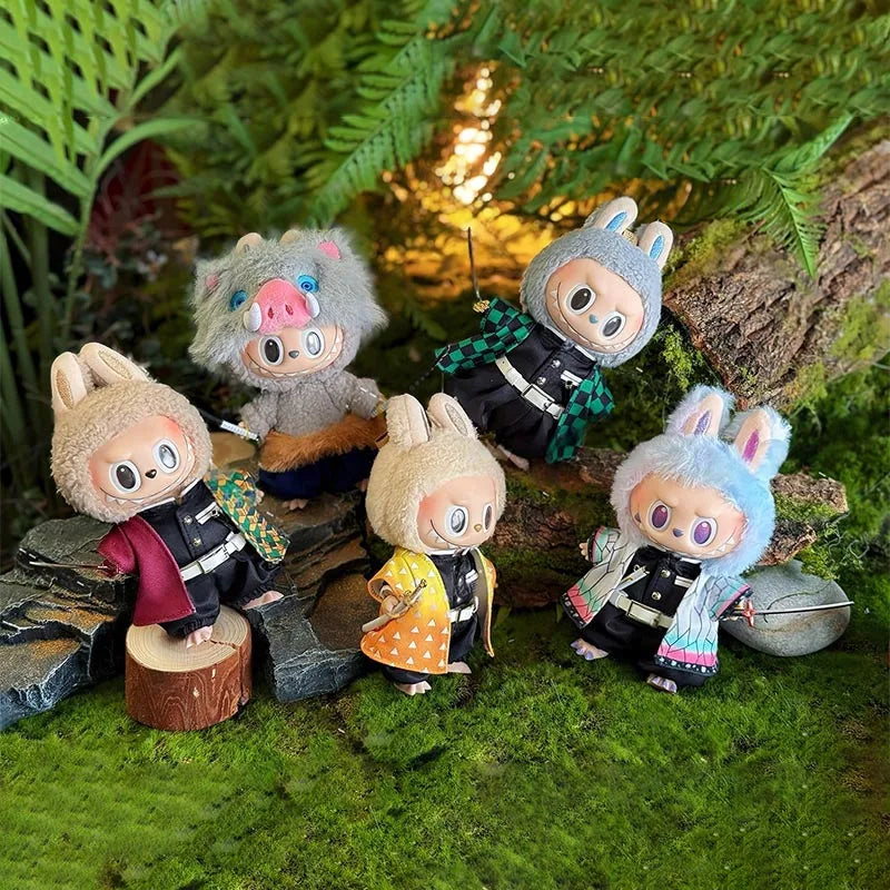 Only Clothes For 17cm V1 V2 V3 Labubu Clothes Outfit Accessories Anime Tanjiro Cute Clothes Set Replaceable Wear Clothes Outfit