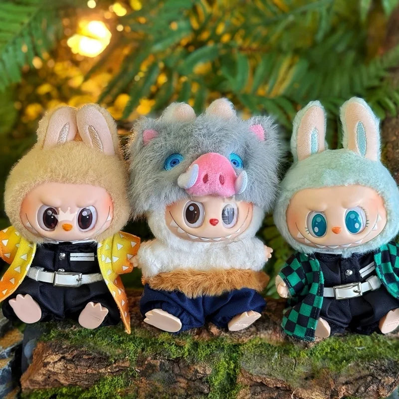 Only Clothes For 17cm V1 V2 V3 Labubu Clothes Outfit Accessories Anime Tanjiro Cute Clothes Set Replaceable Wear Clothes Outfit