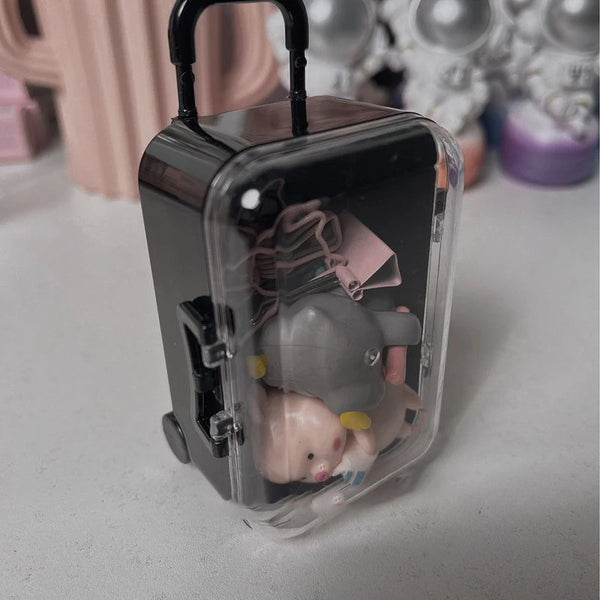 17cm Labubu Clothing Storage Box Mini Trolley Transparent Suitcase Cotton Doll Wardrobe Jewelry Mini Storage Box