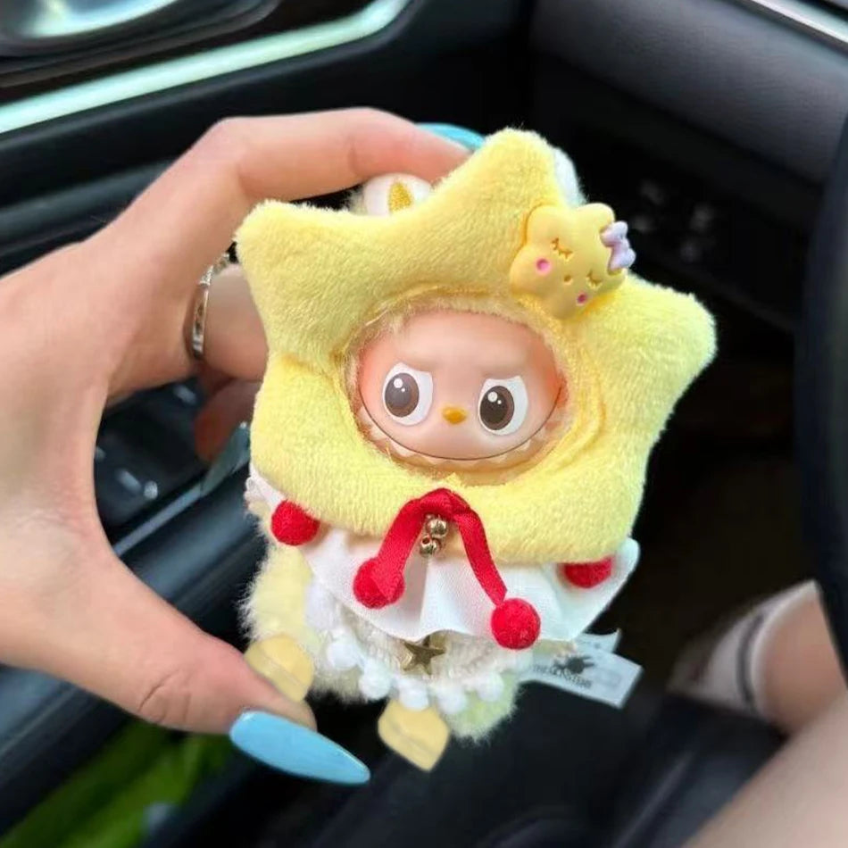 Mini Star Christmas Tree Headgear Clothes For 10CM Labubu The Monsters Pin For Love Series For Labubu V4 Doll Cloth Accessories
