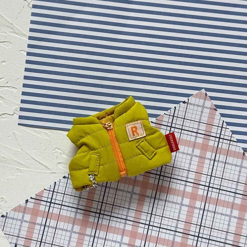 For 15 17cm Labubu Doll Winter Down Vest With Jeans Shoes Complete Outfit Clothes Down Jackets Laser Skiwear Fashion Clothing