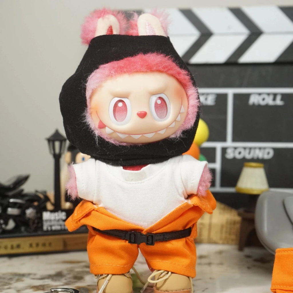 Suitable For Labubu Children'S Clothing 17cm Canvas Clothing Handcuffs Combo Set Doll Clothing Doll Accessories Role-Playing