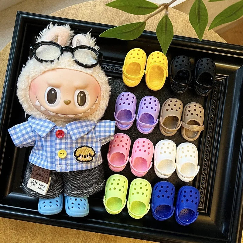 In Stock For/Slot Labubu V1v2v3 Series Cute Hole Sandals Labubu Clothes Summer Macaron Series Sandals Vinyl Doll Accessories