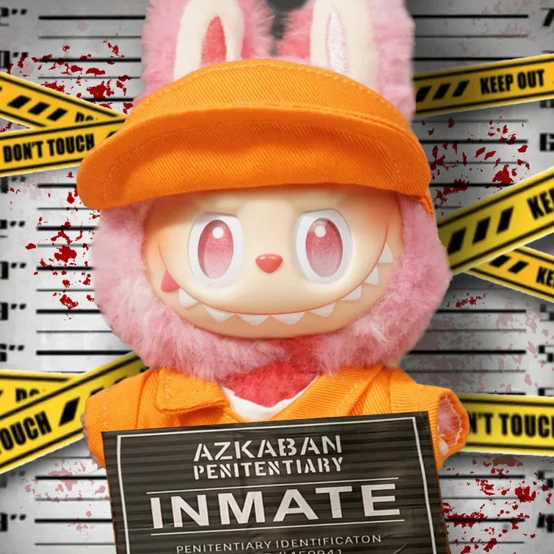 Suitable For Labubu Children'S Clothing 17cm Canvas Clothing Handcuffs Combo Set Doll Clothing Doll Accessories Role-Playing