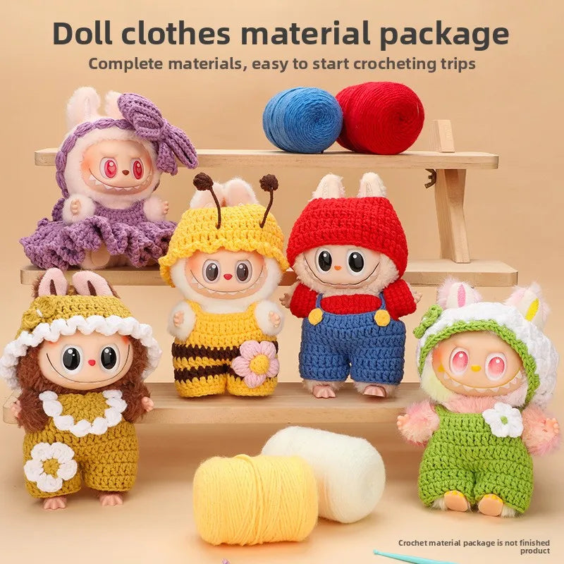 New Labubu clothing doll doll doll clothes hook woven material bag cute dressing jumpsuit fish tail skirt