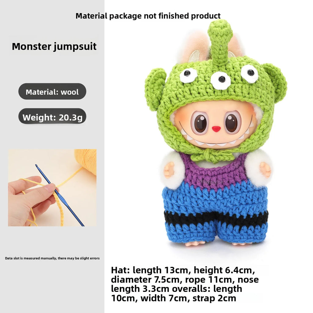 New Labubu clothing doll doll doll clothes hook woven material bag cute dressing jumpsuit fish tail skirt