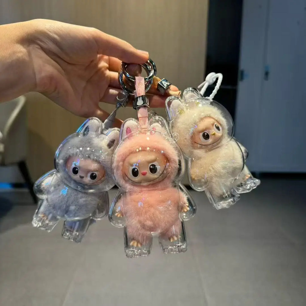 for Labubu 4.0 Transparent Protective Case Backpack, Dustproof Hard Cover with Strap for The Monsters Collection Display