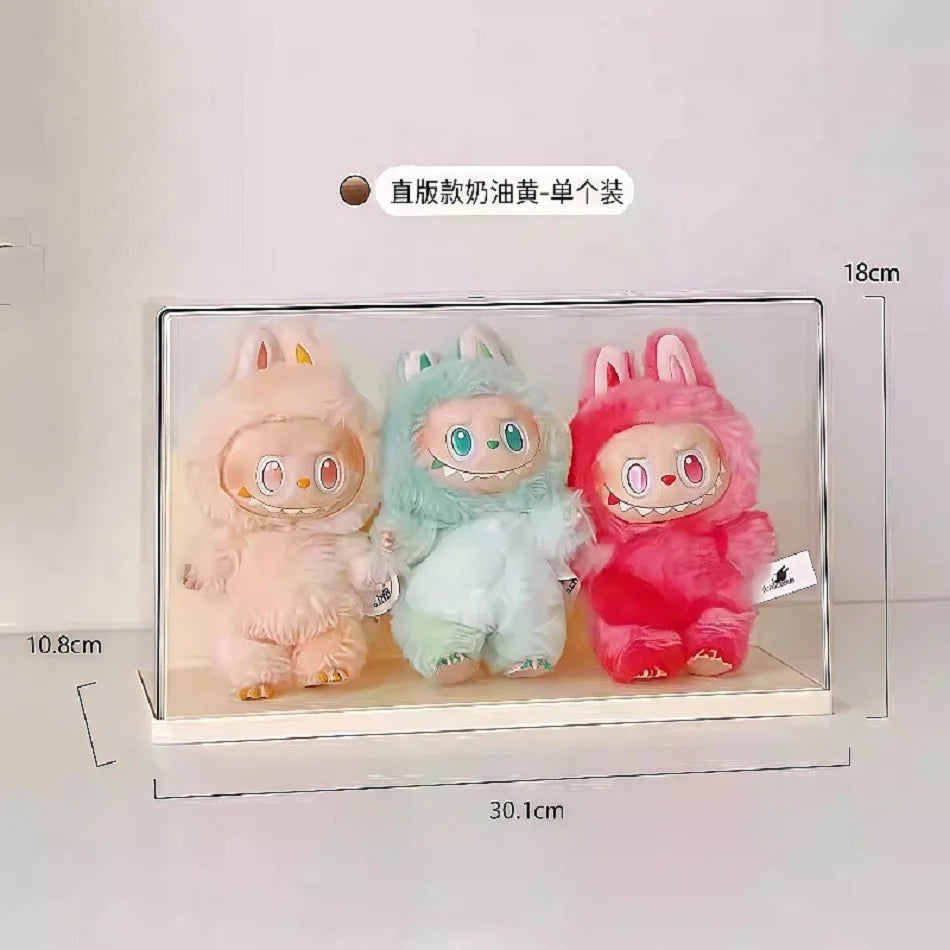 Labubu transparent display box single stackable canvas vinyl storage box figurine blind box storage rack