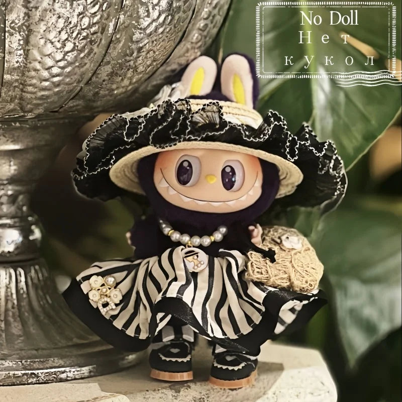 New For Labubu Doll Clothes Princess Hepburn Style 15/17cm Labubu Suit Clothes Diy Labubu Accessories Gifts No Doll