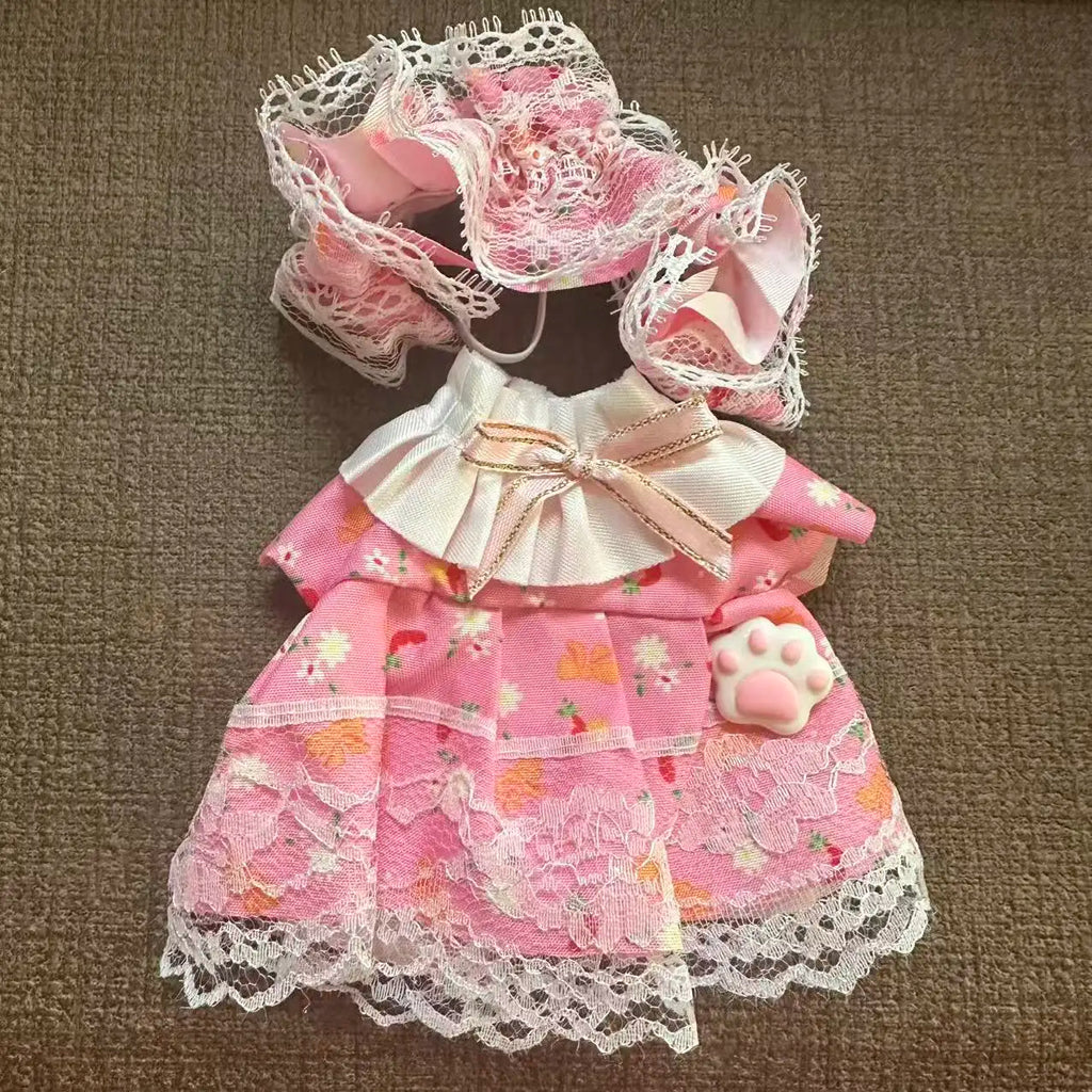 cute gifts for Labubu Sitting Party V1 V2 Autumn Onesie Hat Set Accessories 17cm Mini Doll'S Clothes Outfit Accessories