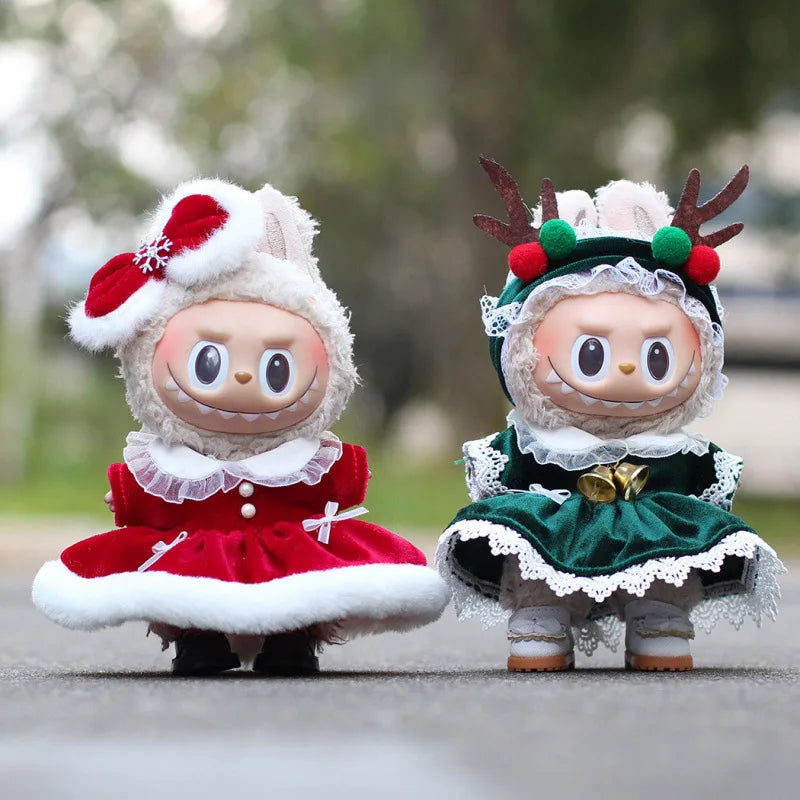 Suitable For 17cm Labubu Doll Clothes Christmas And New Year Doll Accessories Christmas Sets Ball Sets Holiday  Christmas Gifts