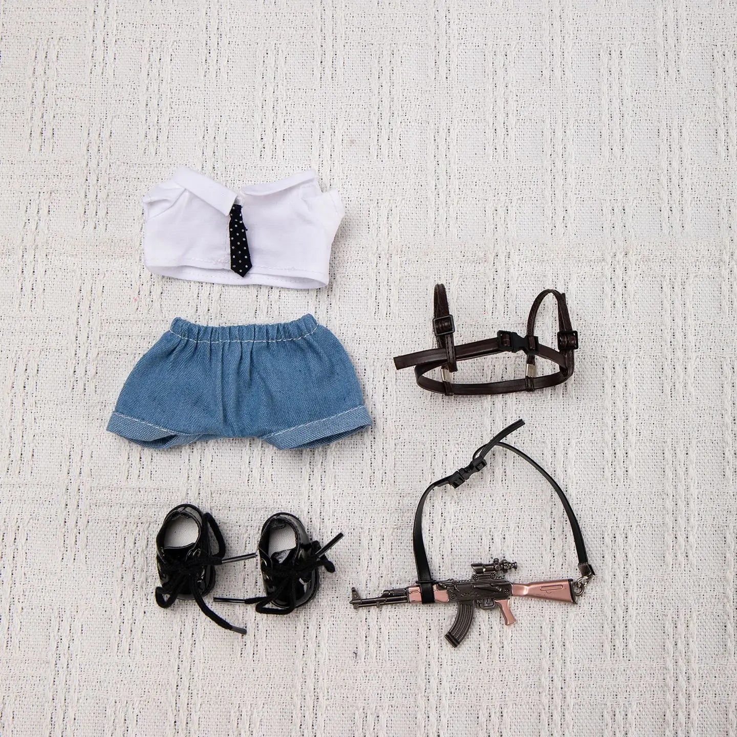 Handsome Labubu Clothes PUBG Shooting Game Helmet Tactical Equipment Set Mini Plush Doll Clothing Fashion Doll Accessories Gift