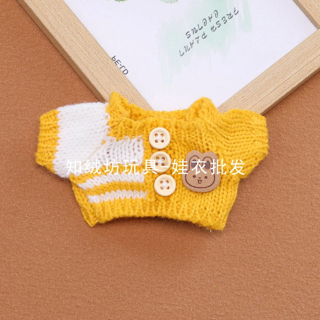 15Cm 17Cm Labubu 1st To 3rd Generation Costume Change Clothes Knitted Rabbit Sweater With Hat And Small Bag Collection