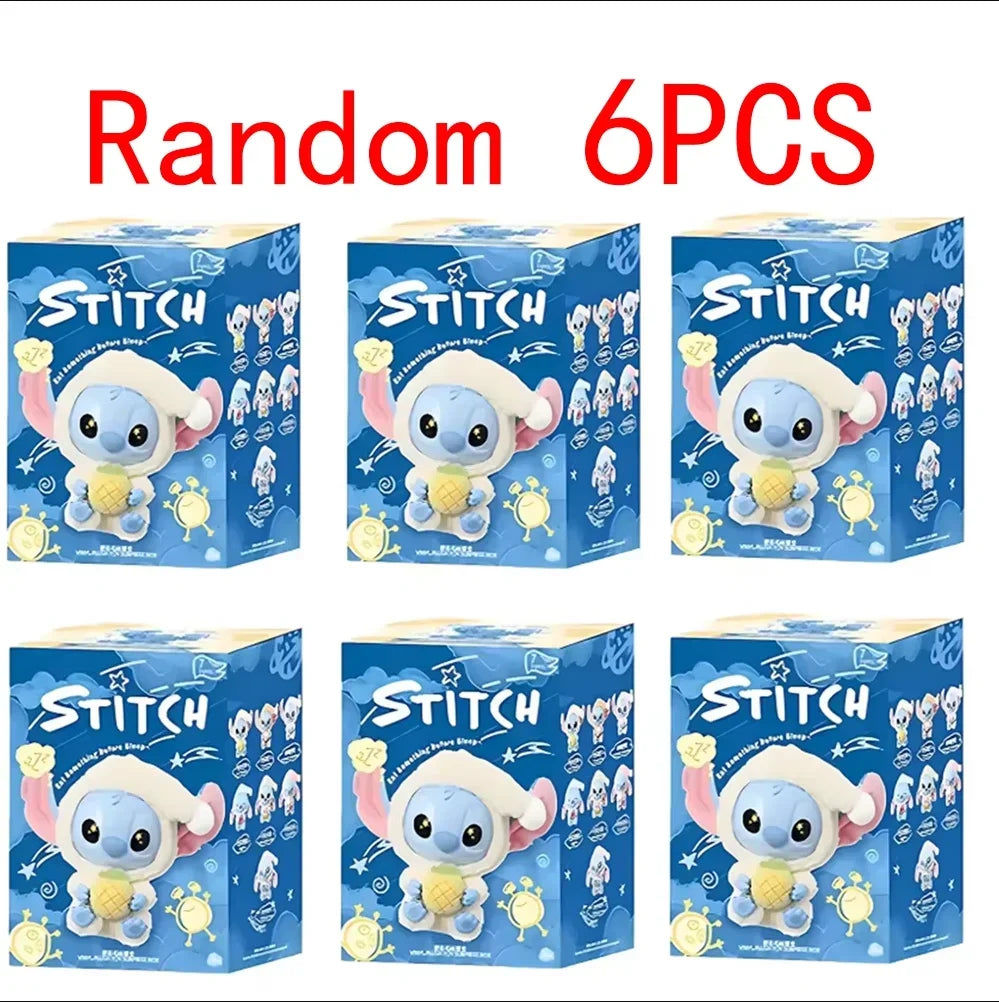 ~@ 2025 New Stitch Eat Some Thing Before Sleep Series Vinyl Blind Box Bag Pendant Cute Plush Doll Mystery Box Toy Surprise Gifts