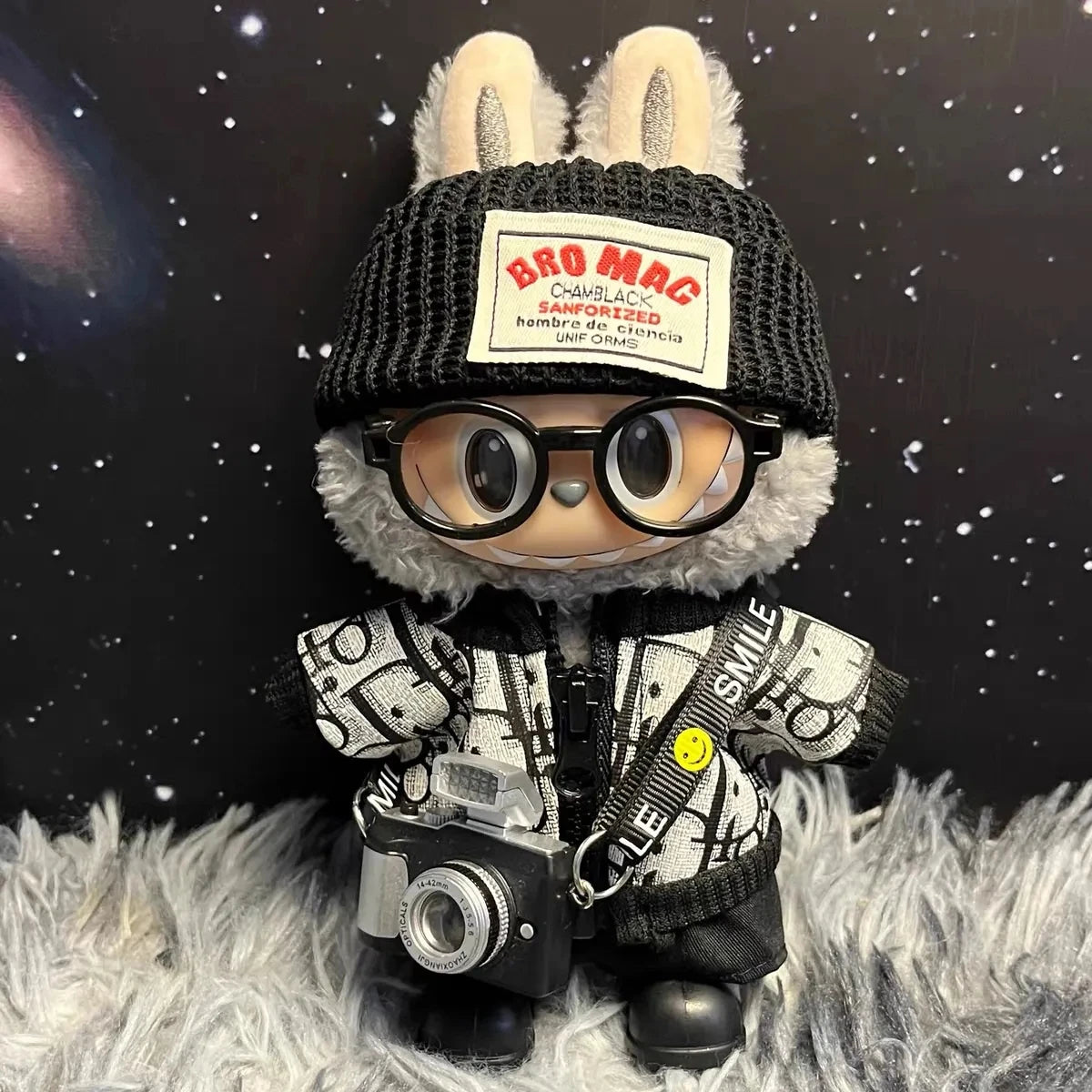 2025 For Labubu Hip Hop Trendy Brand Clothes Cool Vinyl Doll 17cm V1 V3 DIY Clothe Accessories Toys Gifts Decoration Pendant Set