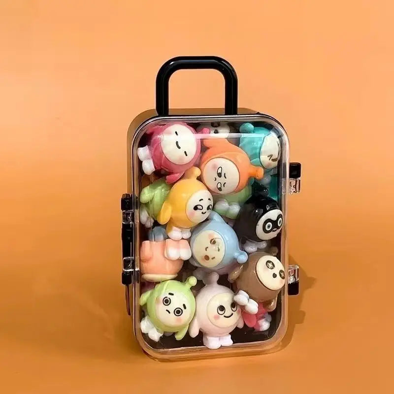 17cm Labubu Clothing Storage Box Mini Trolley Transparent Suitcase Cotton Doll Wardrobe Jewelry Mini Storage Box