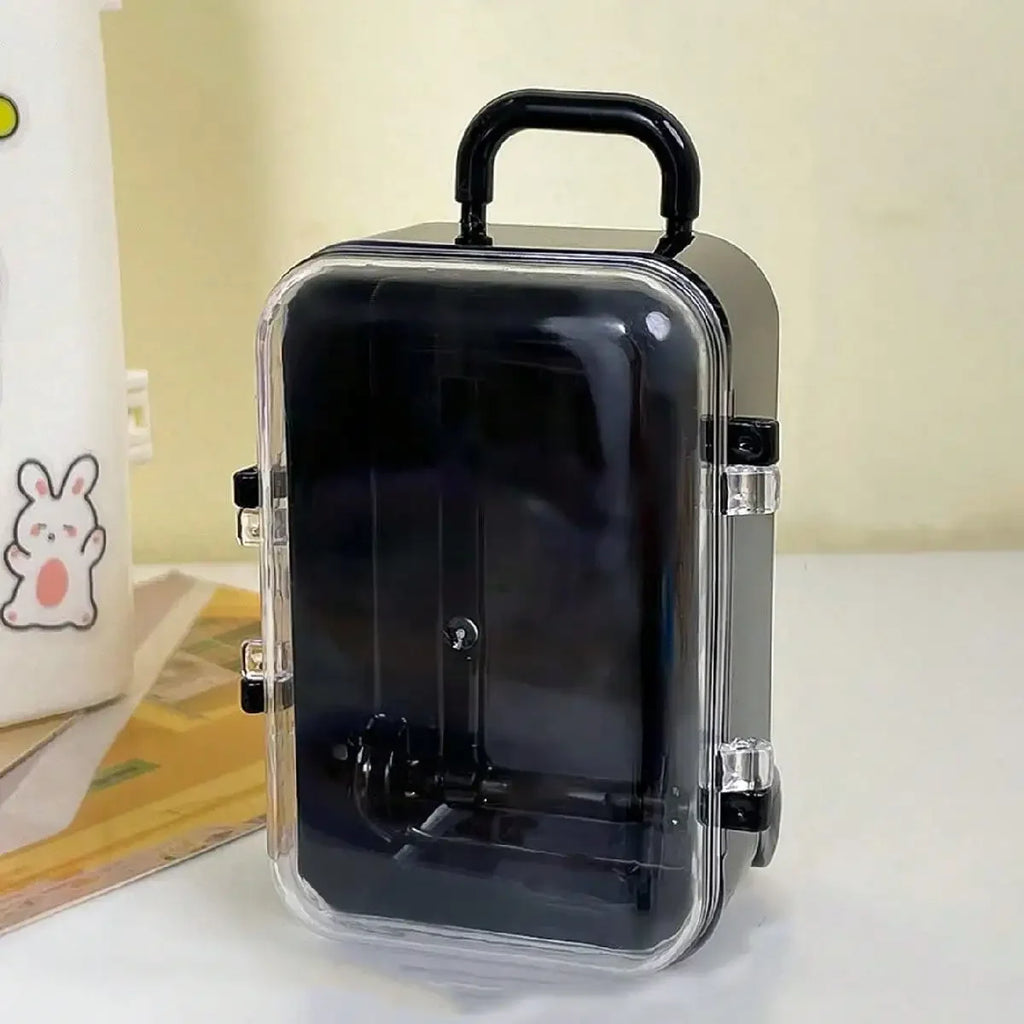 17cm Labubu Clothing Storage Box Mini Trolley Transparent Suitcase Cotton Doll Wardrobe Jewelry Mini Storage Box