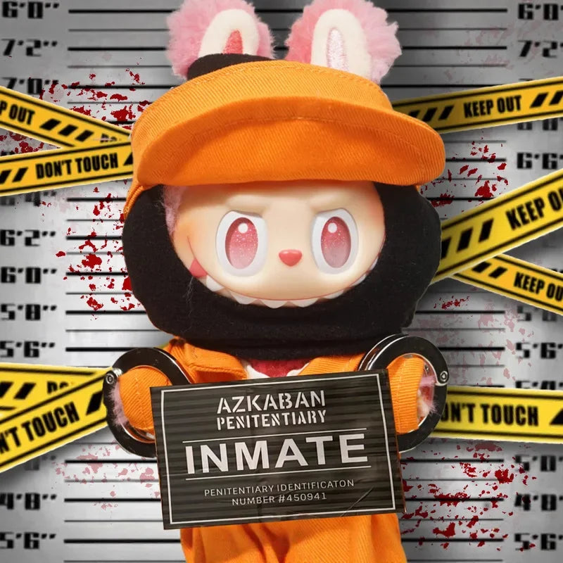 Suitable For Labubu Children'S Clothing 17cm Canvas Clothing Handcuffs Combo Set Doll Clothing Doll Accessories Role-Playing