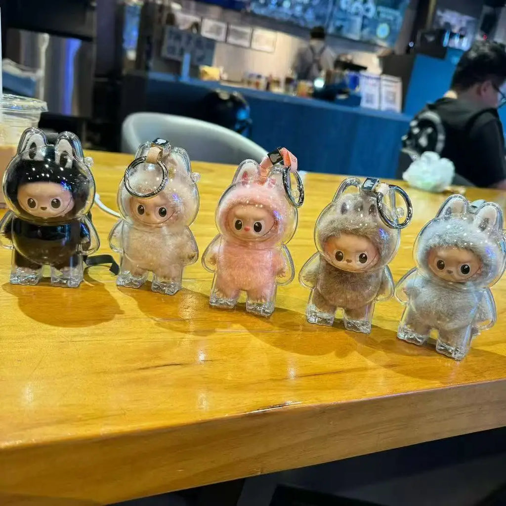 for Labubu 4.0 Transparent Protective Case Backpack, Dustproof Hard Cover with Strap for The Monsters Collection Display