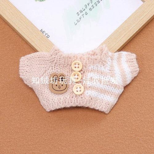 15Cm 17Cm Labubu 1st To 3rd Generation Costume Change Clothes Knitted Rabbit Sweater With Hat And Small Bag Collection