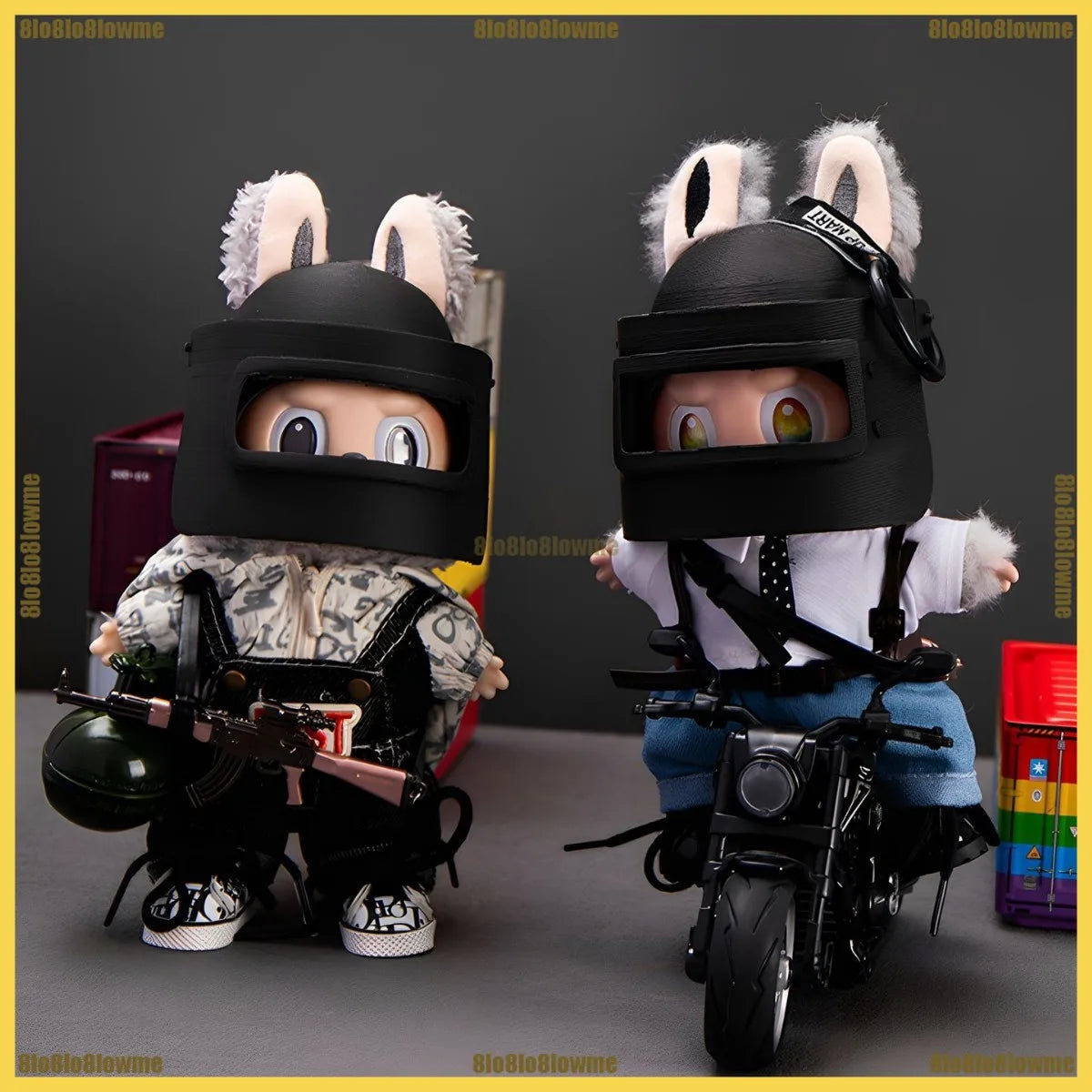Handsome Labubu Clothes PUBG Shooting Game Helmet Tactical Equipment Set Mini Plush Doll Clothing Fashion Doll Accessories Gift