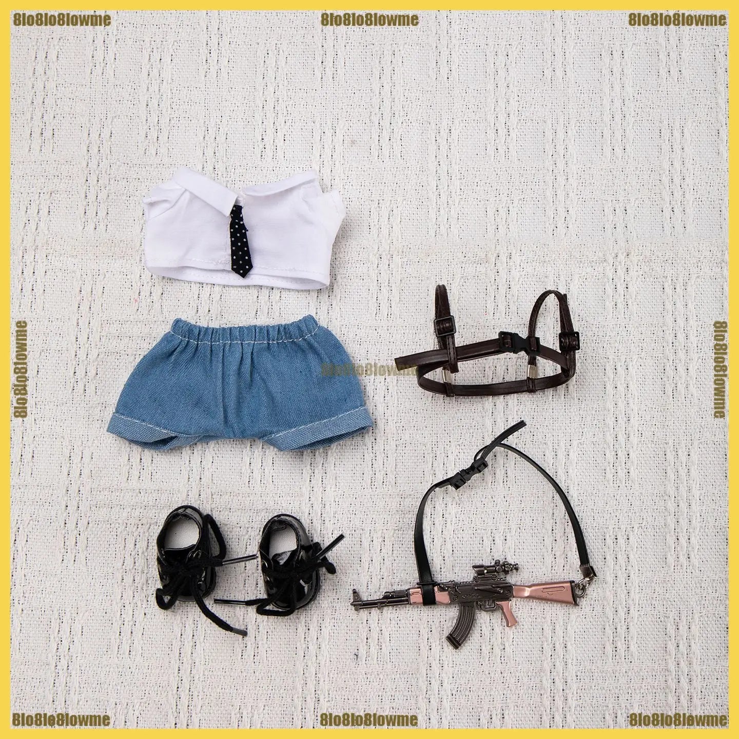 Handsome Labubu Clothes PUBG Shooting Game Helmet Tactical Equipment Set Mini Plush Doll Clothing Fashion Doll Accessories Gift