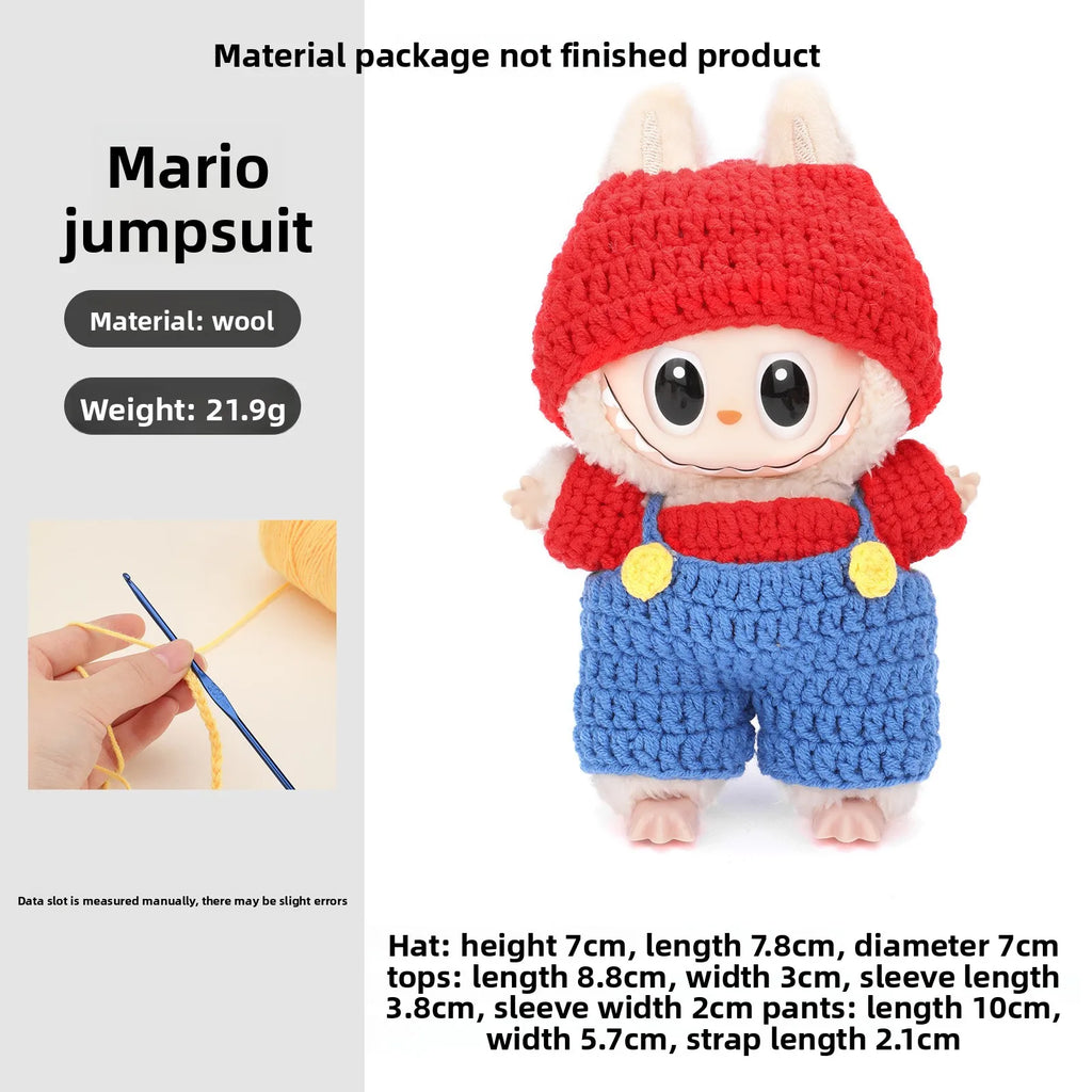 New Labubu clothing doll doll doll clothes hook woven material bag cute dressing jumpsuit fish tail skirt