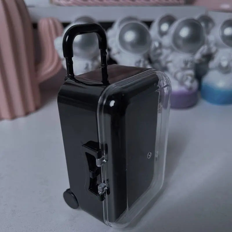 17cm Labubu Clothing Storage Box Mini Trolley Transparent Suitcase Cotton Doll Wardrobe Jewelry Mini Storage Box