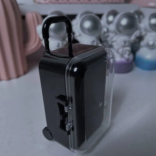 17cm Labubu Clothing Storage Box Mini Trolley Transparent Suitcase Cotton Doll Wardrobe Jewelry Mini Storage Box