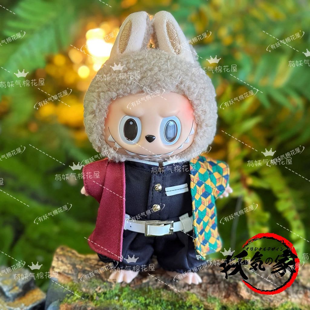 Only Clothes For 17cm V1 V2 V3 Labubu Clothes Outfit Accessories Anime Tanjiro Cute Clothes Set Replaceable Wear Clothes Outfit