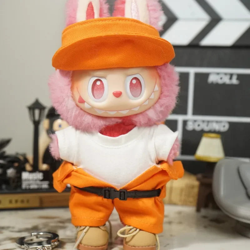 Suitable For Labubu Children'S Clothing 17cm Canvas Clothing Handcuffs Combo Set Doll Clothing Doll Accessories Role-Playing