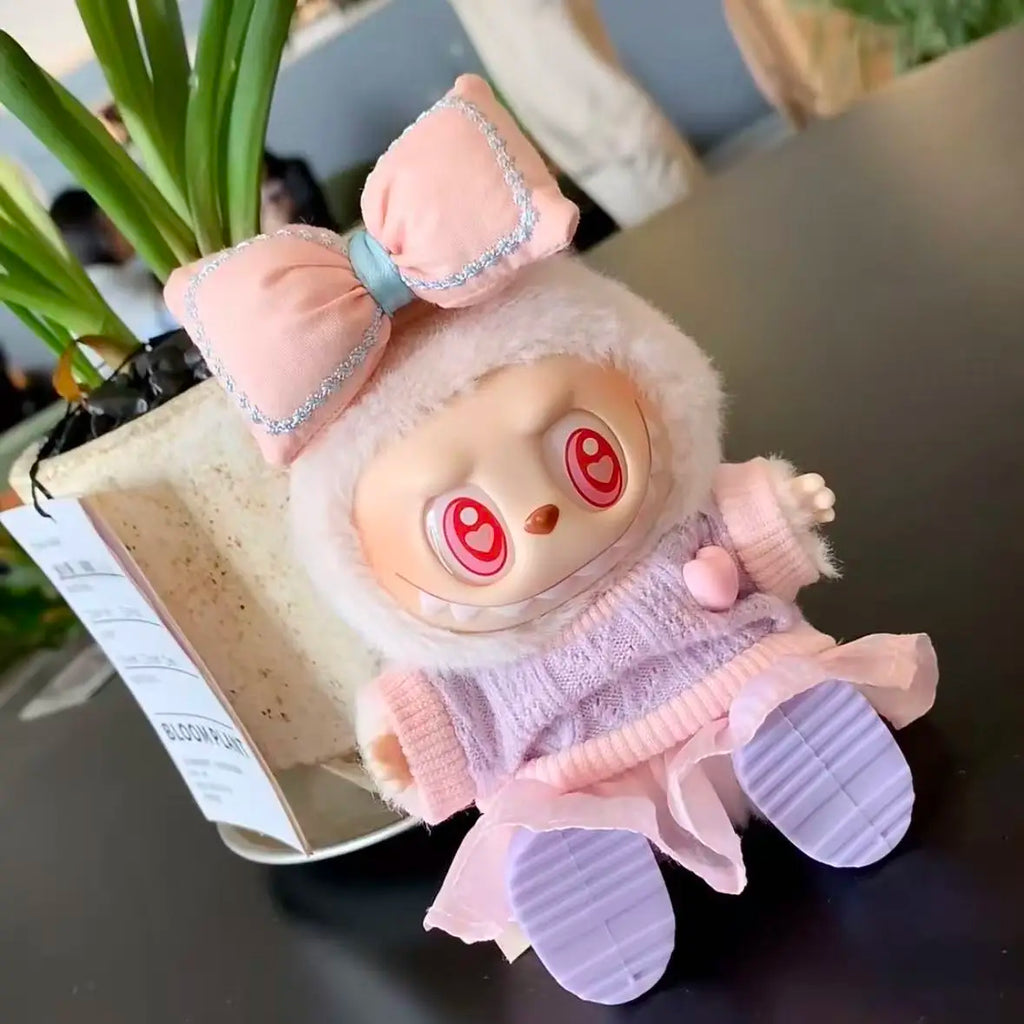 for 15-17cm Ropa Labubu & 10cm Cotton Doll Love Hoodie Pink Yarn Skirt Clothing no doll Mini Doll'S Clothes Outfit Accessories