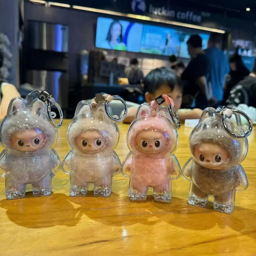 for Labubu 4.0 Transparent Protective Case Backpack, Dustproof Hard Cover with Strap for The Monsters Collection Display