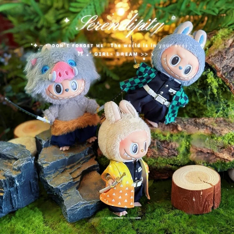 Only Clothes For 17cm V1 V2 V3 Labubu Clothes Outfit Accessories Anime Tanjiro Cute Clothes Set Replaceable Wear Clothes Outfit