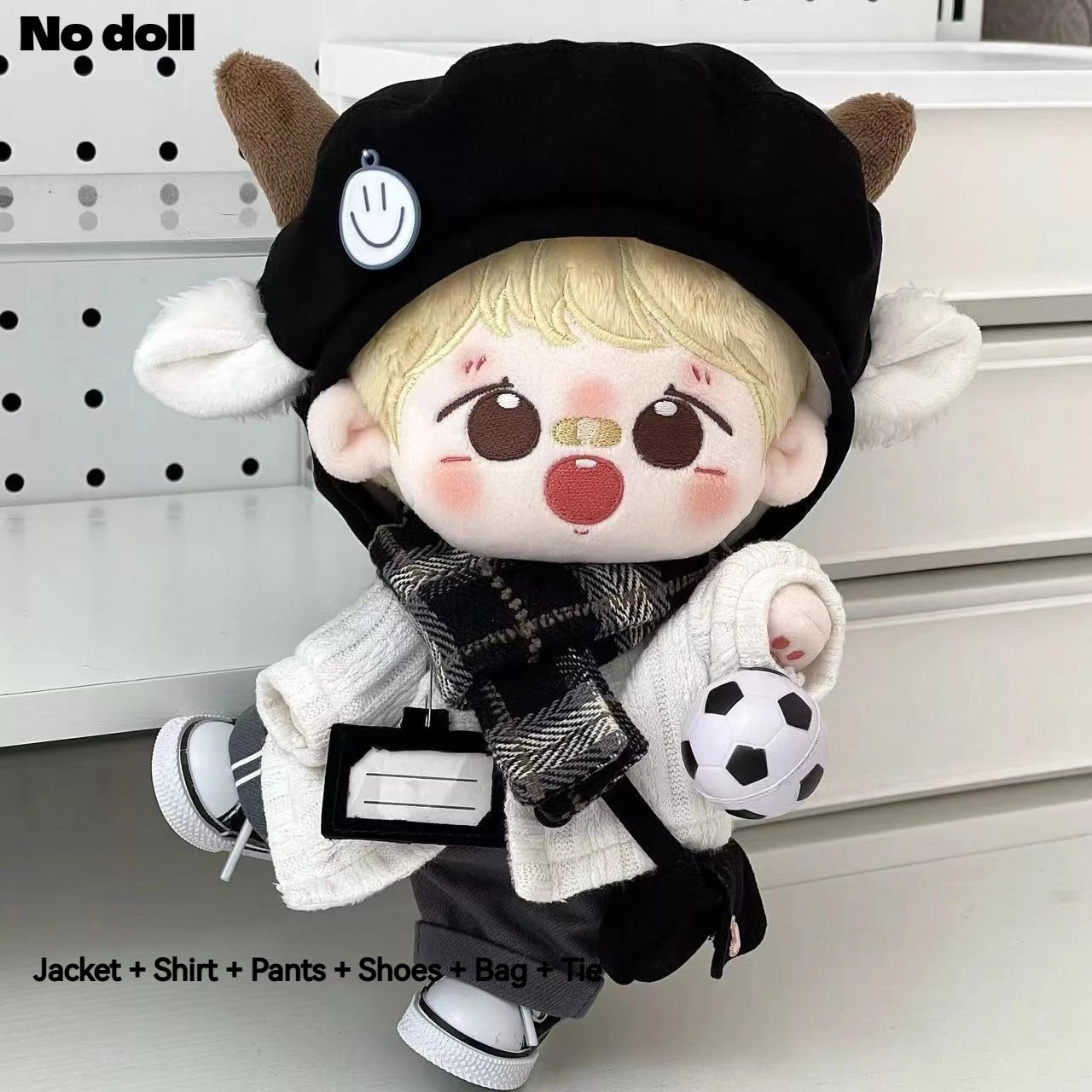 For 20cm Cotton Doll Outfit Set  Viral Handsome Leather Jacket Biker Style For Labubu Super Cool Doll Outfit Set